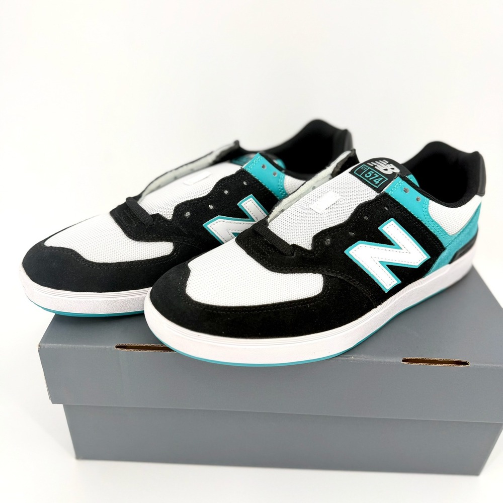 New Balance CT574 Court Mens 9.5 Black White Teal New Suede Mesh Sneakers